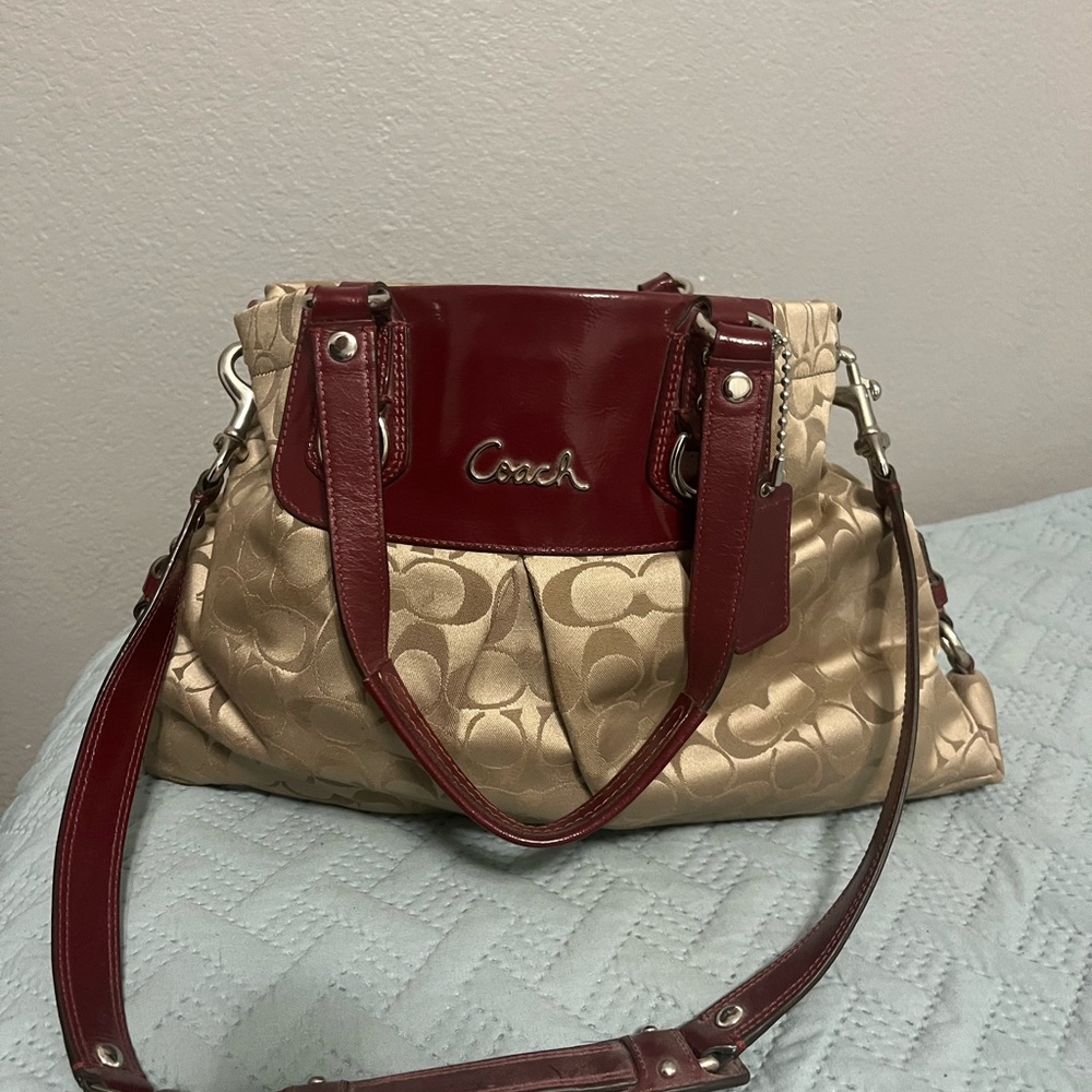 Coach Red and Tan Women's Bag